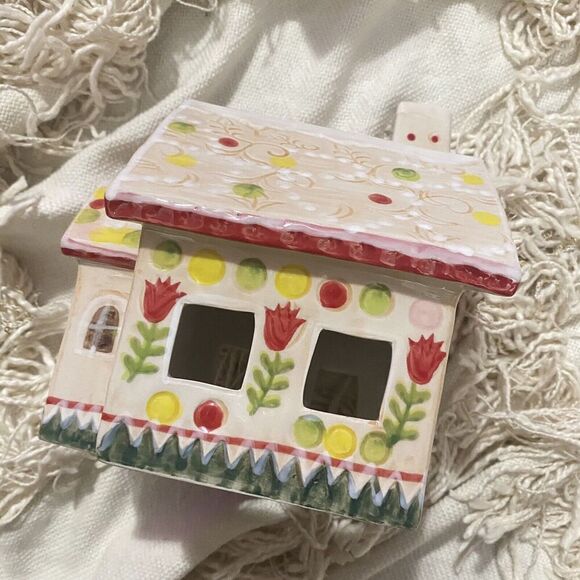 ANTHROPOLOGIE Nathalie Lete Holiday Village House Peach Tea Light Cottage NEW - Picture 7 of 9